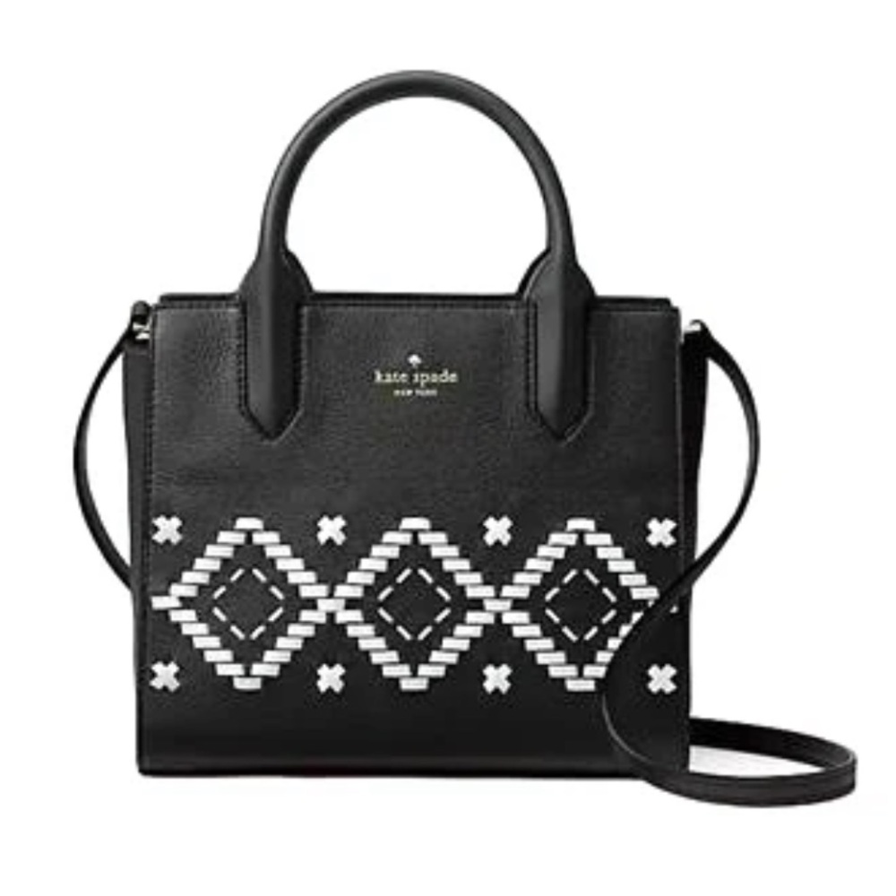 Kate Spade New York Flynn Street Small Meriwether Satchel Black Leather WKRU5488 - Picture 2 of 14